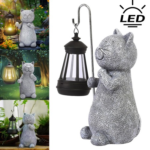 Solar katze gartenfigur led - solar,