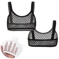 Frauen Crop Top Einfarbig Weste Fischernetz Camisole Nachtwäsche Clubwear BHs