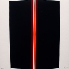 Lothar Quinte Op Art Abstrakt Streifen Siebdruck 1965 sign. 42/65 schwarz orange