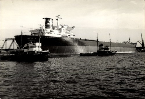 Foto frachtschiff alger im - ak,