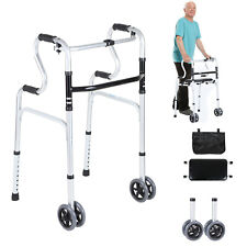 Rollator Gehhilfe Gehbank Leuchte mit 4 Räder faltbar Aluminium Leichtgewicht