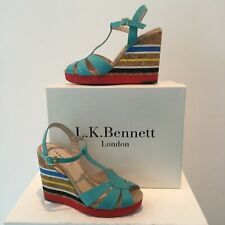 L.K.Bennett London Sandalen Juliet Aqua Gr. 38 Keilabsätze in Türkis
