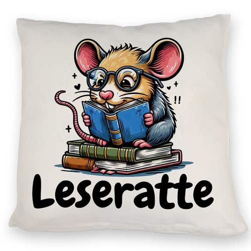 Leseratte kissen mit spruch - leseratte,