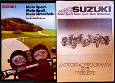 ? SUZUKI alle MOTORRÄDER 1978: Modellprogramm 24s + Preisliste 6s - 2 Prospekte