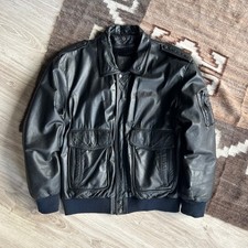 Vintage Schwarz Leder Bomber