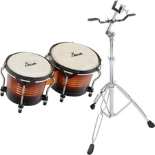 XDrum Bongo Pro Set Sunburst Inkl Stativ Trommel Percussion Schlagzeug Naturfell