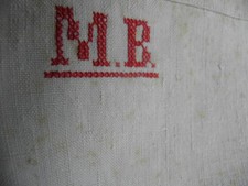 Uraltes handgewebtes Bauernleinen Laken rot. Mg M.B. 162 x 184 cm unbenutzt KR6