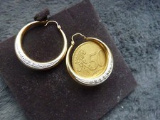 Ohrringe Creolen Gold 333 Groß mit Steinen (Diamantsplitter)