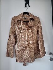Damen Gr.36 Leichter Trenchcoat Mantel AMBIENTE Leo Muster 100% Leinen