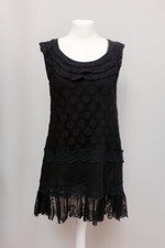 Spitzenkleid Schwarz Volants Polka Dots Kleid Spitze Romantik S M Boho Noa 36 38