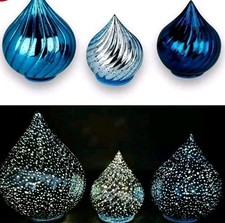 3er Set LED Glastropfen - Blau