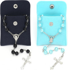 2 Stück Rosenkranz Kette Rosenkranz Katholisch Marienbild Rosary Knopfbeuteln