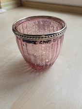 Windlicht Bauernsilber Rosa 9cm Hoch 9cm Durchmesser Silberrand 