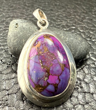 Schöner Kettenanhänger Silber 925, gr. lilafarbenen Stein in Marmoroptik (AN18)