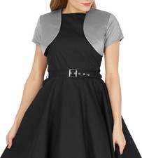 Schwarz Schmetterling Satin Kurzarm Hochzeit Brautjungfer Abschlussball Bolero Achselzucken Jacke