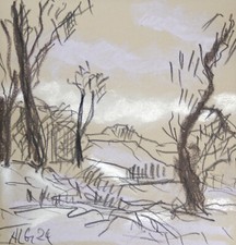 "Landschaft" Zeichnung Kohle