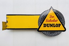 Emailschild Ausleger Dunlop Reifen zur Sicherheit - 90x45cm - Original um 1950