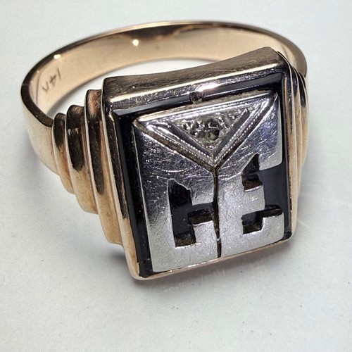 Art deco siegelring 14k gold - 14k,