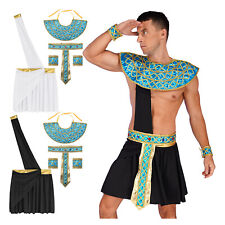 DE Herren Pharao Kostüm Ägypter König Cosplay Outfit Rock mit Kragen Zubehör 