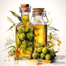 Deko Bild Olivenöl Flasche