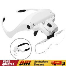 Profi Stirnlupe LED mit 5 Wechselgläsern 1.0-3.5x für Handarbeit & Feinmechanik