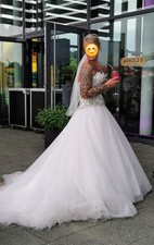 Brautkleid 36 38 40 A Linie Corsage Ivory Silber Tüll Glitzer NP 1850 €