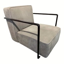 Flexform Sessel ABC Leder Beige Gestell Metall Brüniert Dunkelbraun