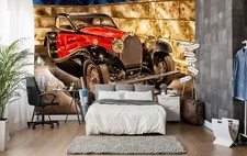 3D Retro Rot Auto Q4754 Tapete
