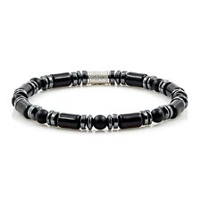 Black Achat Armband Bracelet 925 Sterling Silber Perlenarmband 6mm Damen Herren