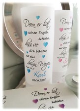 4 Lichthülle Spruch Psalm Engel Taufe Windlicht NEU personalisiert Kommunion