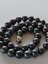 Grau-grüne Tahitiperlenkette, PERLENKETTE Zuchtperlen, Süßwasserperlen, Top! 