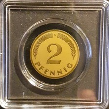 Goldmünze Besondere Umlaufmünzen der BRD - 2 Pfennig D 2001 , 16mm 999er Gold