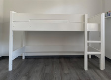 Bopita halbhohes hochwertiges Kinderhochbett mit Treppe(gerade) in weiß 90x200cm