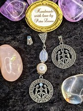 Anhänger CHALCEDON + PERLE Geburtsstein Sternzeichen ZWILLINGE JUNI Edelstahl sf