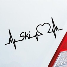 Auto Aufkleber Ski Herzschlag