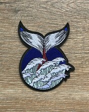 Walflosse PATCH Aufnäher Bügelbild Wal Meer Wellen Natur Hai