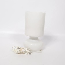 1980er IKEA LYKTA - handgeblasen- Glas Tischleuchte weiß Nachttischlam