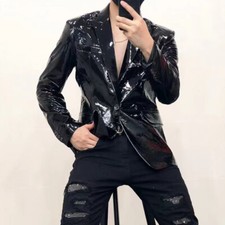 Herren Kunstleder Jacke Blazer