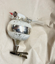 Weihnachtsschmuck Christbaumschmuck Vogel Vogelnest Bird Silber Lauscha Glas 9cm