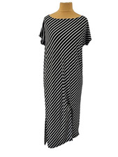 M Maxikleid gestreift ZANZEA oversize schwarz weiß oversize chic ausgefallen