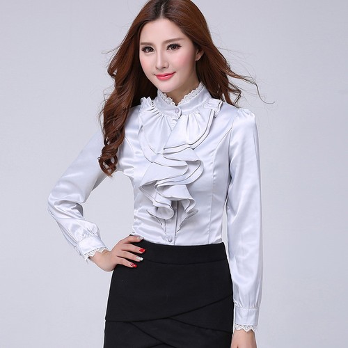 Damen satin büroshirt - satin,
