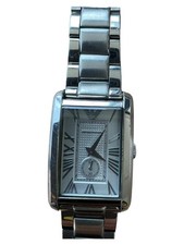 Emporio Armani Damenuhr Silber Rechteck Zifferblatt Römische Ziffern Elegant