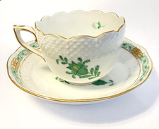 Herend Ungarn Apponyi grün Porzellan Espressotasse Moccatasse mit Untertasse