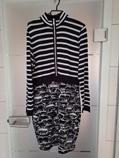 Marc Cain Edel Strick Kleid TAXI dunkelblau weiß  GR. N6 - 42/44 UVP 379 Euro!