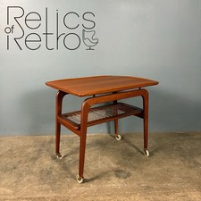 Dänischer Teak Rattan Beistelltisch/Getränkewagen Arne Hovmand-Olsen Mogens Kold