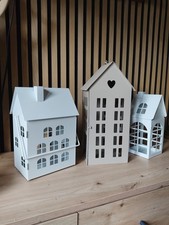 Laternen, Kerzenhaus, Windlicht aus Metall im Set 3 Stück