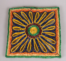 Topfuntersetzer Untersetzer Bast eckig 70er Jahre Vintage 18x18cm