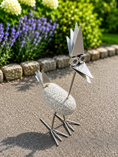 Edelstahl vogel steinvogel - edelstahl,