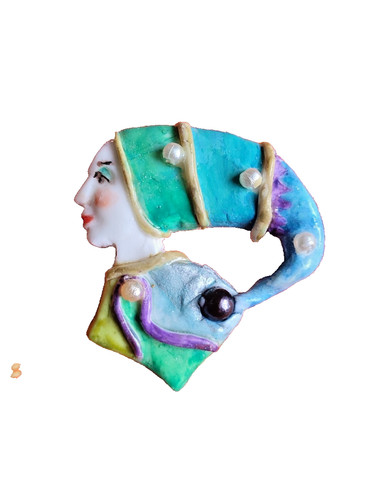 Harlekin brosche unikat aus - harlekin,