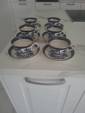 6x TEETASSEN MIT UNTERTASSEN NIKKO JAPAN PORZELLAN BLAU DOUBLE PHOENIX 12 TLG